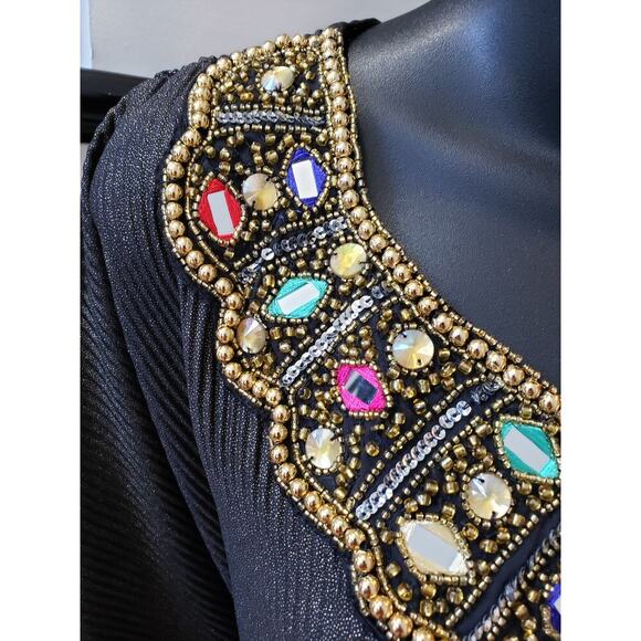 ESY Studio EY Kaftan Dress Womens OSM Black Shimmer African Dashiki Embroidered - Picture 10 of 16